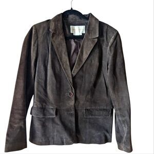 Margaret Godfrey Suede Leather Chocolate Dark Brown Jacket Size 12